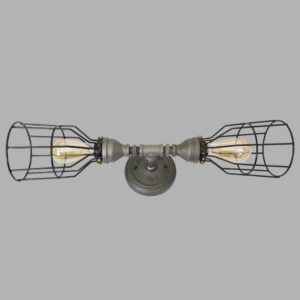 Modern Industrial Double Cage Wall Sconce -Pipe Light-Rustic Light Fixture -Steel Pipe Wall Sconce - Cage Lighting-Metal Light-Model no.L005