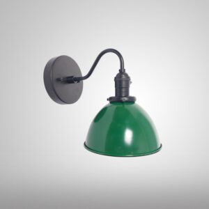 Green Dome Wall Sconce-7" Enamel Dome Lampshade-black Industrial Light with Switch-Wall Light-Farmhouse light- Light Fixture